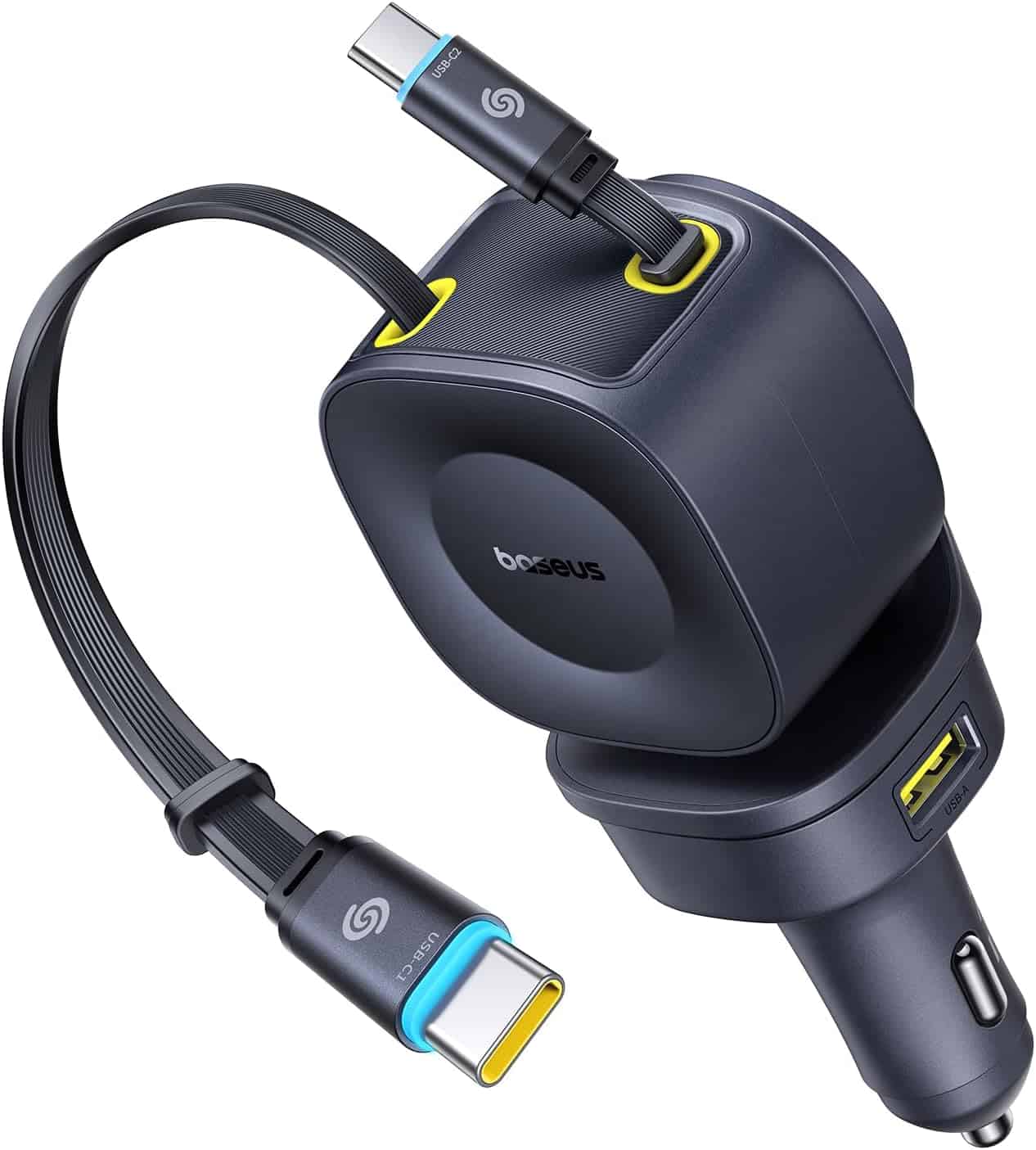 Baseus Cargador de Coche Retráctil 163W 4 puertos USB-C