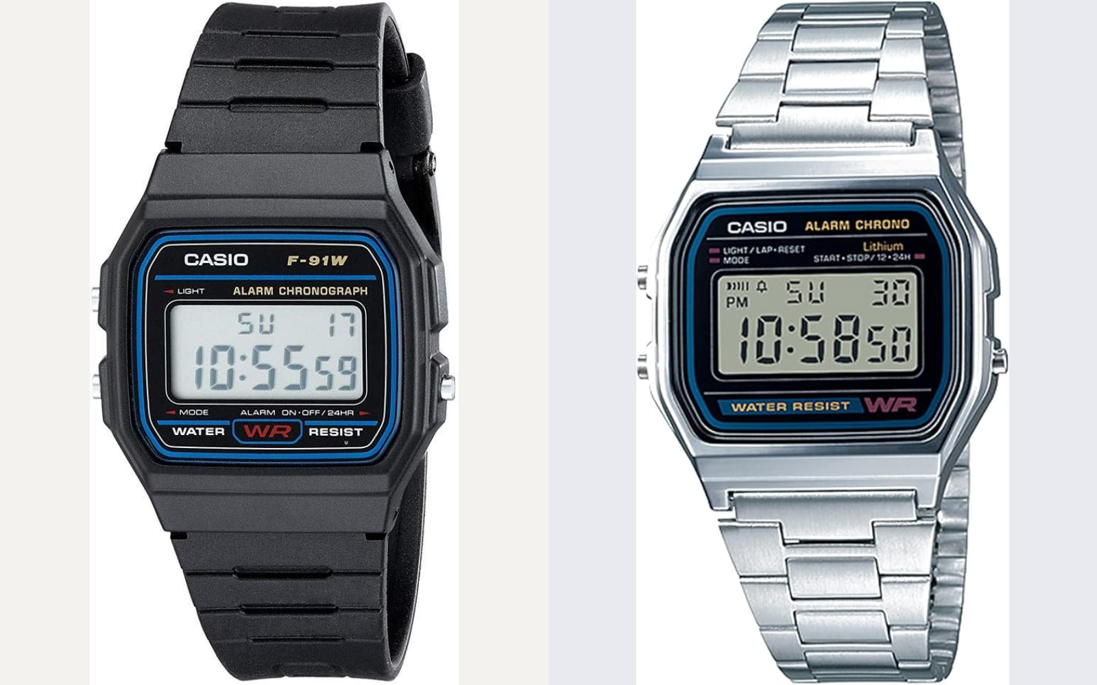 Casio F-91W y Casio A158WA relojes digitales